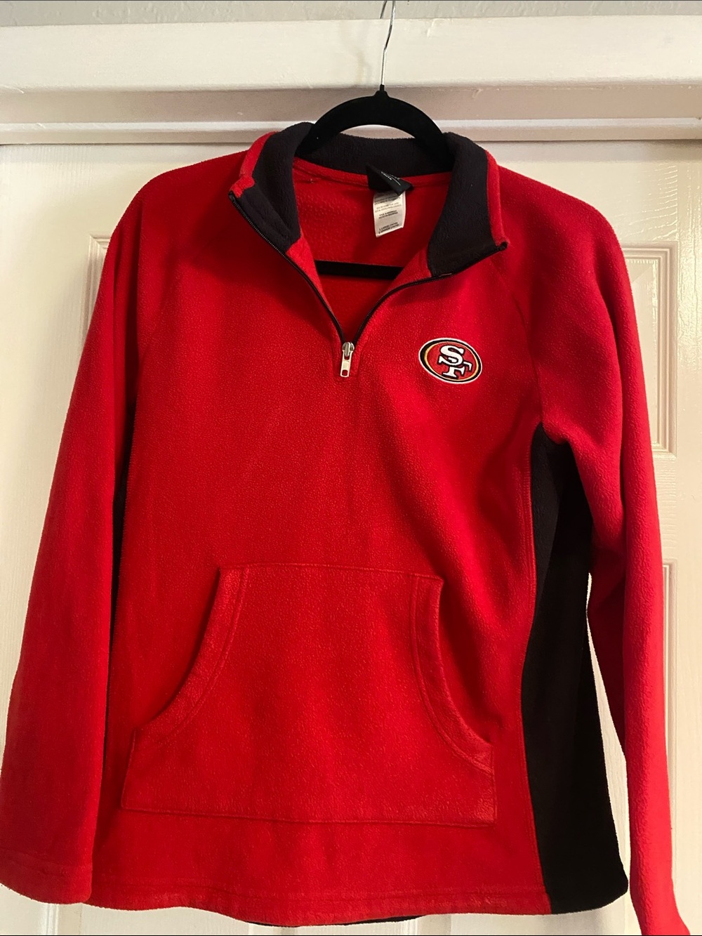 San Francisco 49ers Red Quarter-Zip Fleece Pullover youth size 14-16